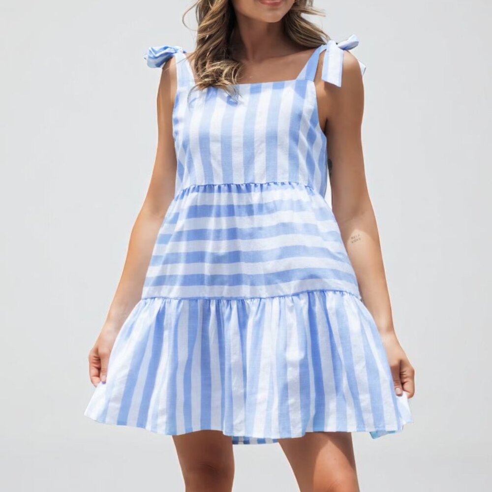 Cupshe Blue and White Striped Mini Dress